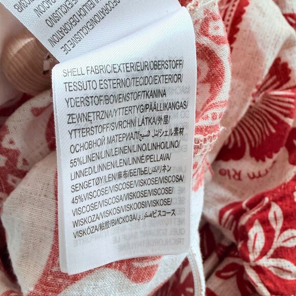 FARM Rio Pineapple Garden Floral-Print Linen-Blend Jumpsuit in Red & White Sz M - Picture 11 of 16